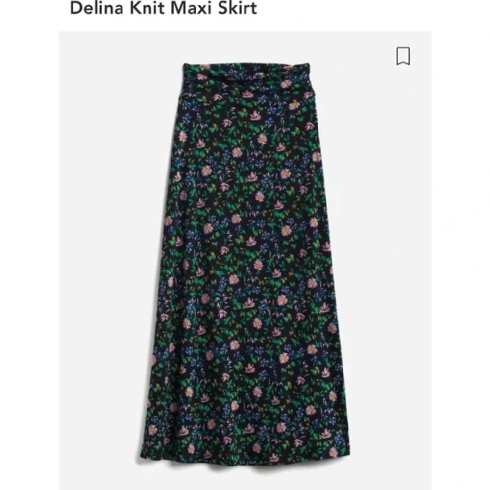 Gilli Floral Knit Maxi Skirt - Black and Blue